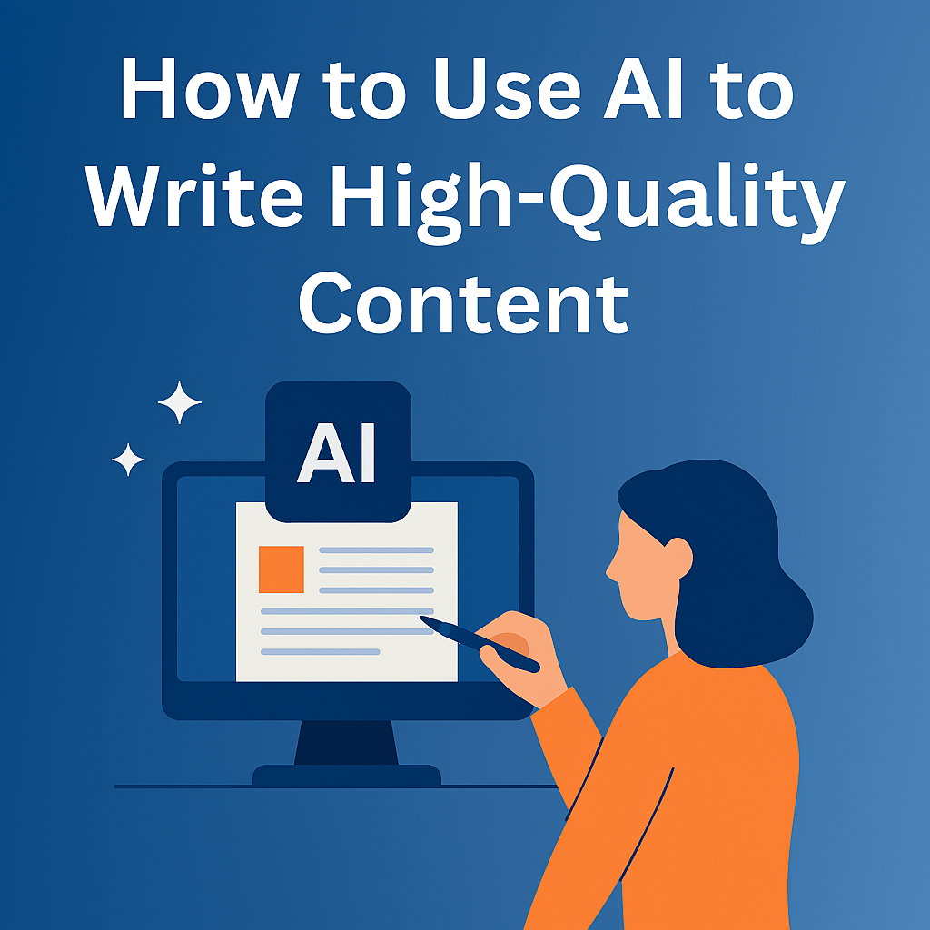 Illustration showing how to use AI to write high-quality content efficiently
