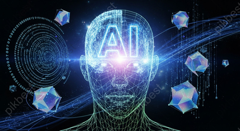 Abstract visualization of the AI trends 2025.